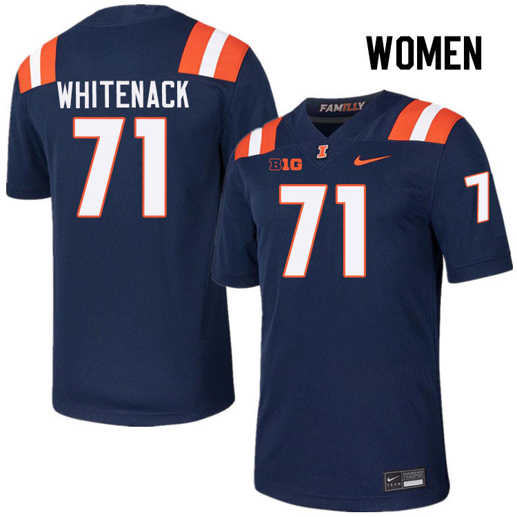 Women #71 Hunter Whitenack Illinois Fighting Illini College Football Jerseys Stitched-Navy